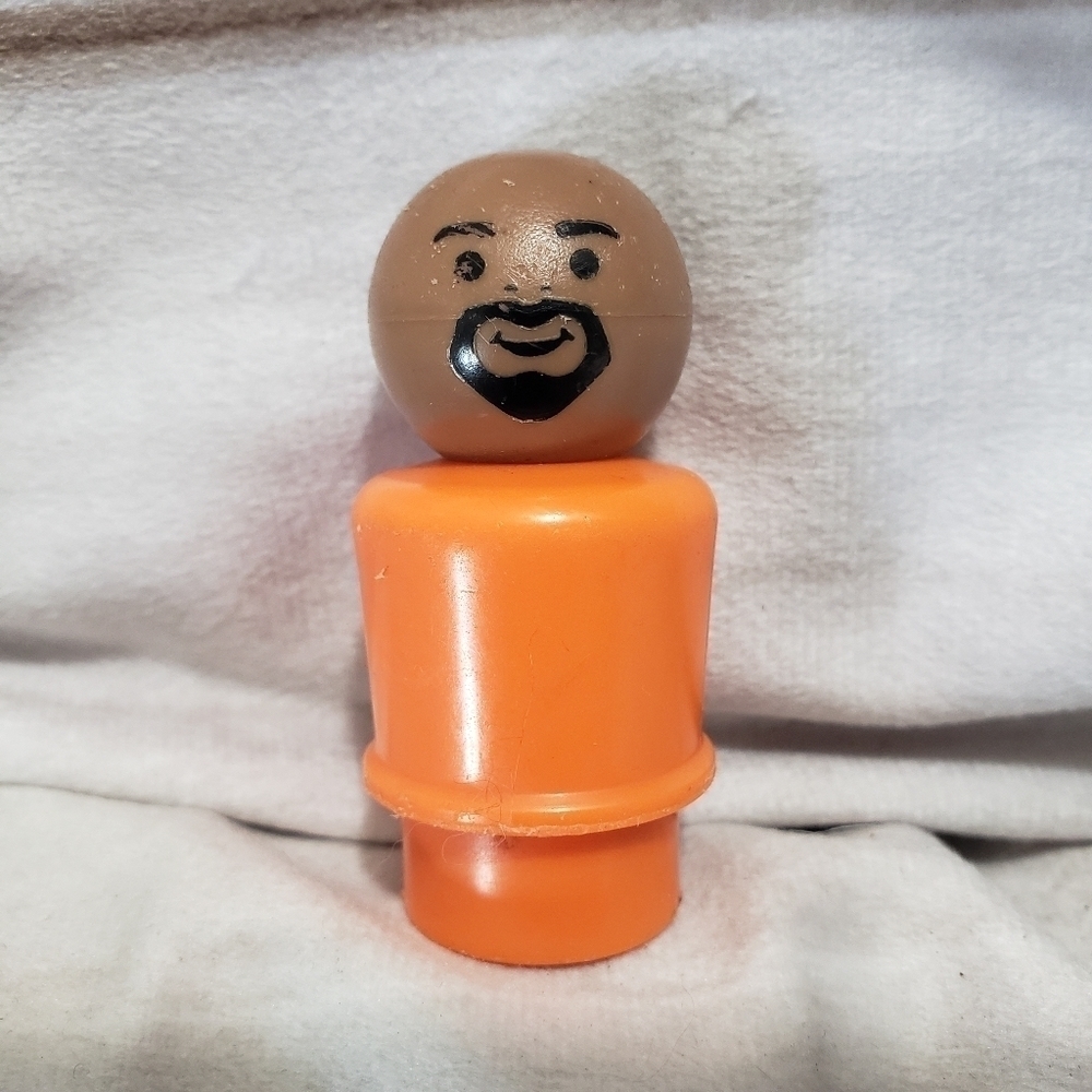 Vintage Fisher Price Sesame Street Gordon 2.25" Muppets Little People 70s Orange